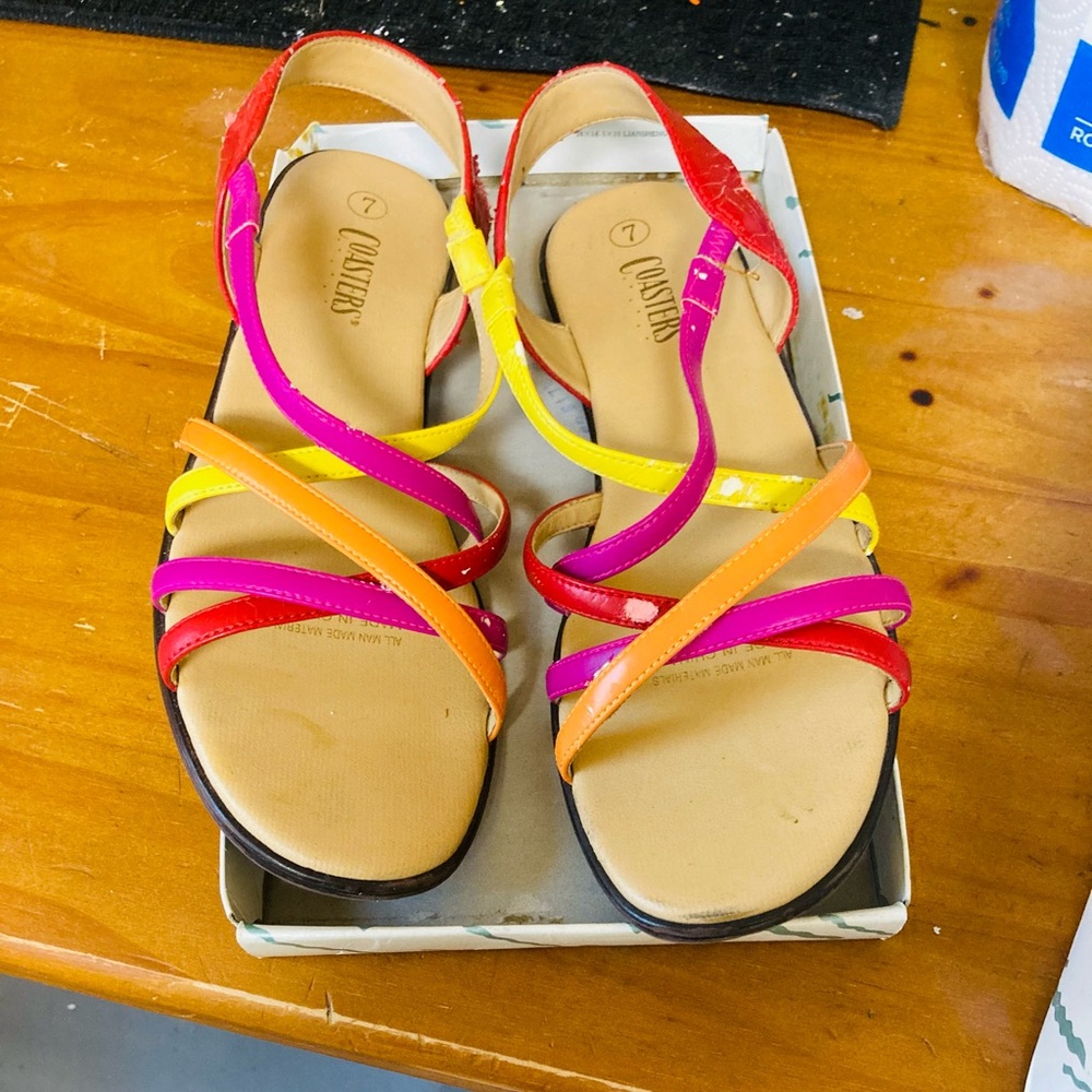 Pink, yellow, & orange, red  Sandals